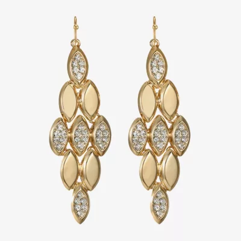 Liz Claiborne Pave Womens Glass Oval Chandelier Earrings