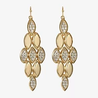 Liz Claiborne Pave Womens Glass Oval Chandelier Earrings