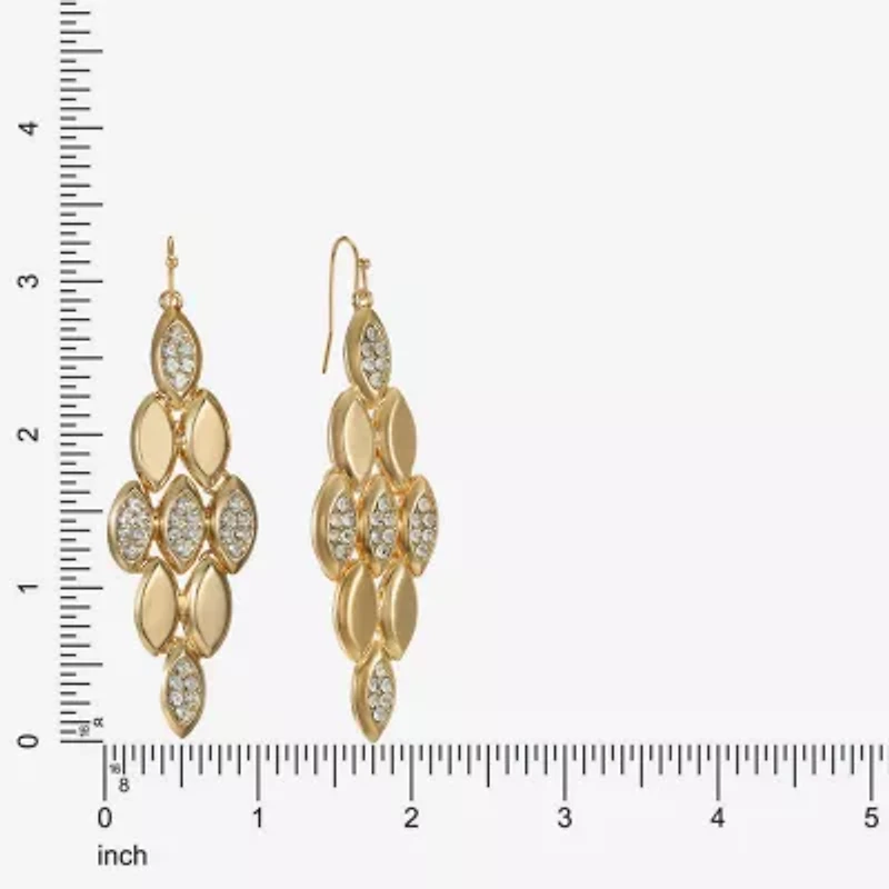 Liz Claiborne Pave Womens Glass Oval Chandelier Earrings