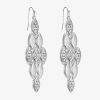 Liz Claiborne Pave Womens Glass Oval Chandelier Earrings