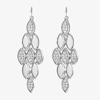 Liz Claiborne Pave Womens Glass Oval Chandelier Earrings