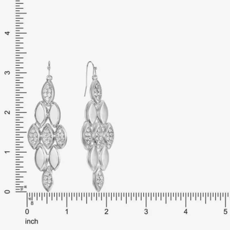 Liz Claiborne Pave Womens Glass Oval Chandelier Earrings