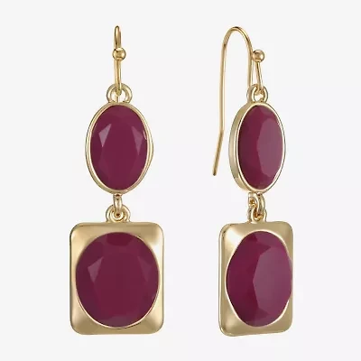 Liz Claiborne Womens Oval Rectangular Drop Earrings