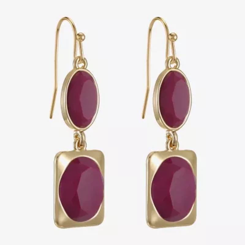 Liz Claiborne Womens Oval Rectangular Drop Earrings