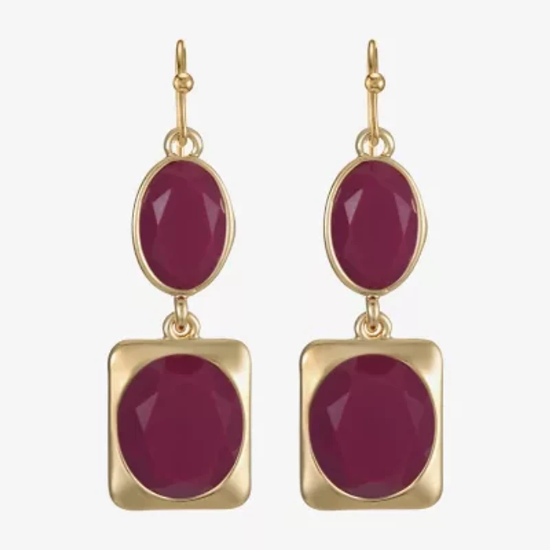 Liz Claiborne Womens Oval Rectangular Drop Earrings