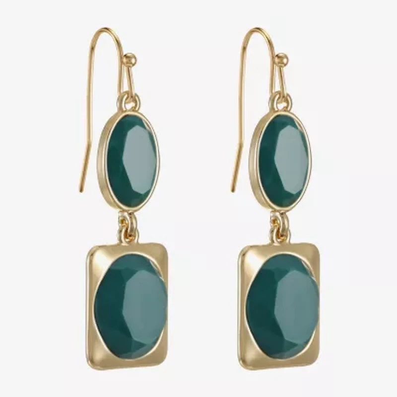 Liz Claiborne Womens Oval Rectangular Drop Earrings