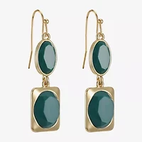 Liz Claiborne Womens Oval Rectangular Drop Earrings