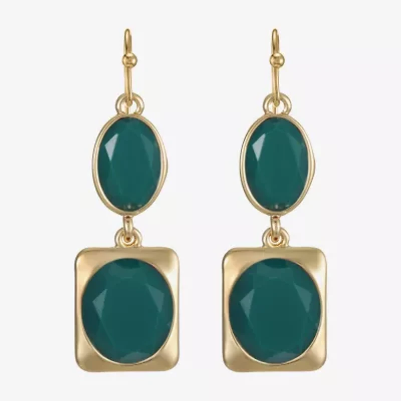 Liz Claiborne Womens Oval Rectangular Drop Earrings