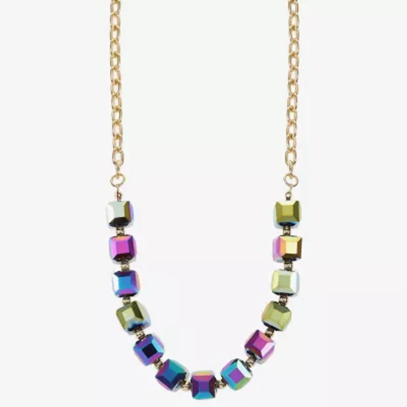 Liz Claiborne Gold Tone Beaded Womens 17 Inch Collar Necklace