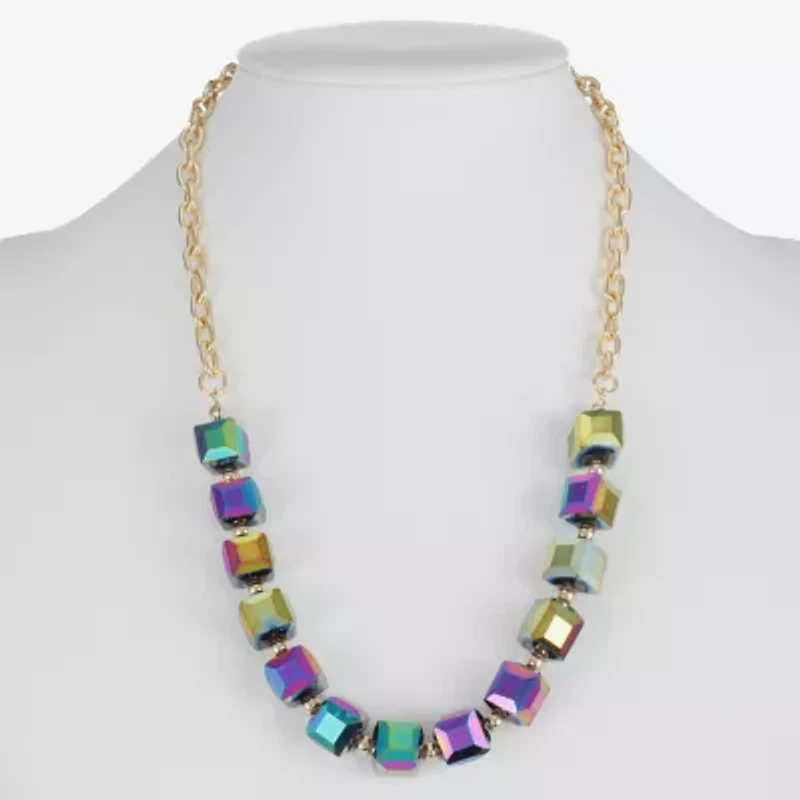 Liz Claiborne Gold Tone Beaded Womens 17 Inch Collar Necklace