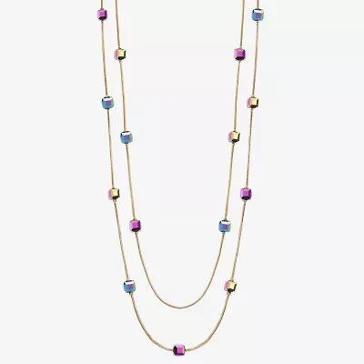 Liz Claiborne Gold Tone Beaded Womens 34 Inch Strand Necklace