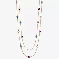 Liz Claiborne Gold Tone Beaded Womens 34 Inch Strand Necklace