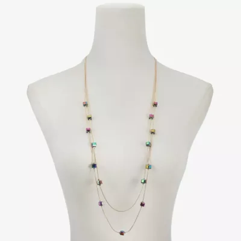 Liz Claiborne Gold Tone Beaded Womens 34 Inch Strand Necklace
