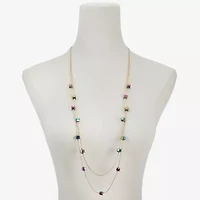 Liz Claiborne Gold Tone Beaded Womens 34 Inch Strand Necklace