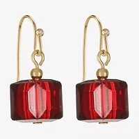Liz Claiborne Gold Tone Beaded Womens Square Drop Earrings