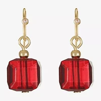 Liz Claiborne Gold Tone Beaded Womens Square Drop Earrings
