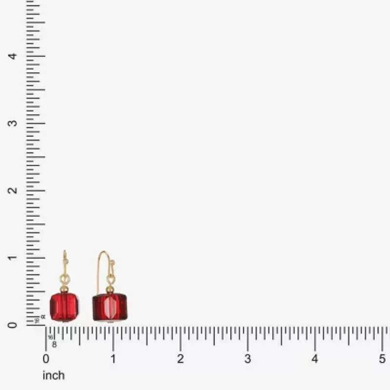 Liz Claiborne Gold Tone Beaded Womens Square Drop Earrings