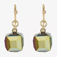Liz Claiborne Gold Tone Beaded Womens Square Drop Earrings
