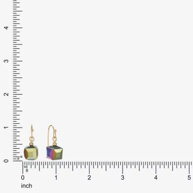Liz Claiborne Gold Tone Beaded Womens Square Drop Earrings