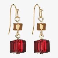 Liz Claiborne Gold Tone Beaded Double Womens Square Drop Earrings
