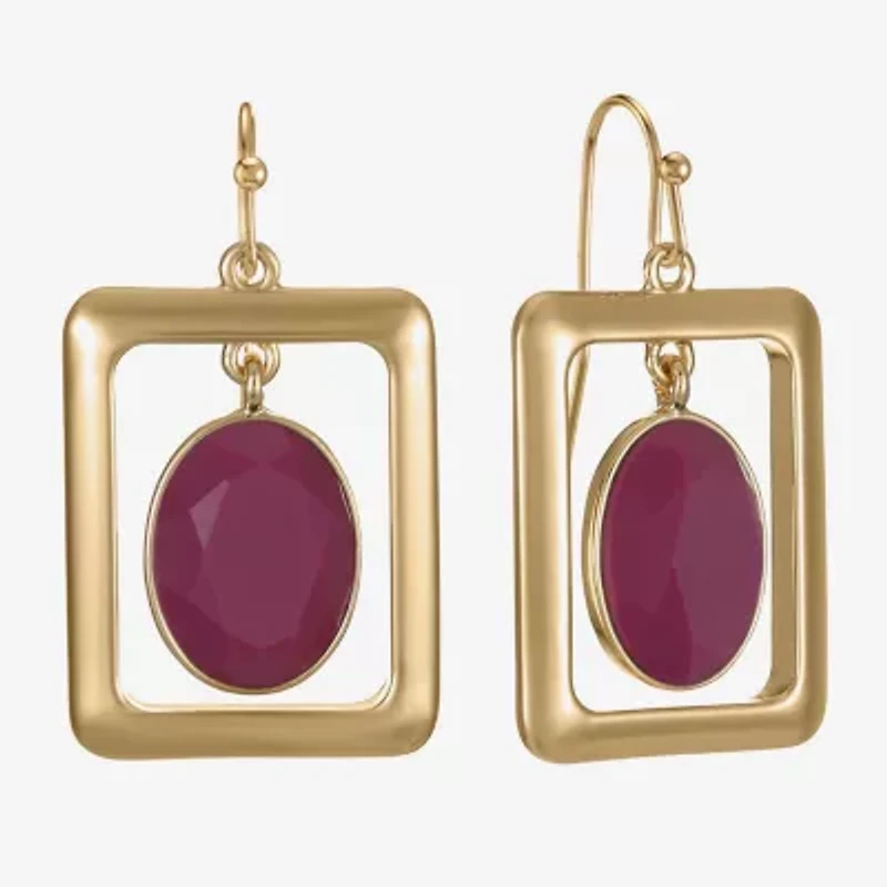 Liz Claiborne Womens Oval Rectangular Drop Earrings