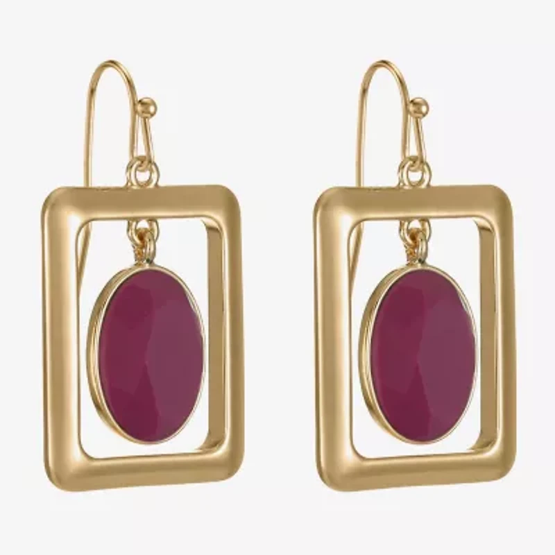 Liz Claiborne Womens Oval Rectangular Drop Earrings