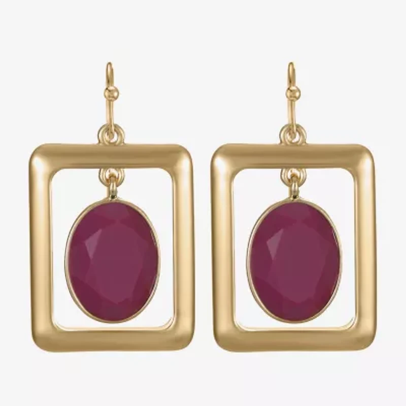 Liz Claiborne Womens Oval Rectangular Drop Earrings