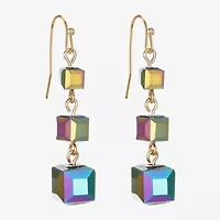 Liz Claiborne Gold Tone Beaded Womens Square Drop Earrings