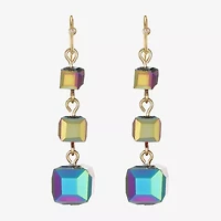 Liz Claiborne Gold Tone Beaded Womens Square Drop Earrings