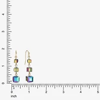 Liz Claiborne Gold Tone Beaded Womens Square Drop Earrings
