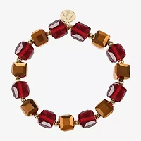 Liz Claiborne Gold Tone Beaded Womens Square Stretch Bracelet