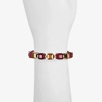 Liz Claiborne Gold Tone Beaded Womens Square Stretch Bracelet