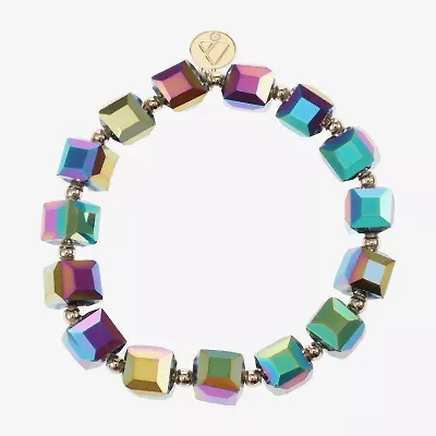 Liz Claiborne Gold Tone Beaded Womens Square Stretch Bracelet