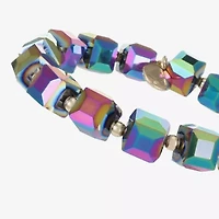 Liz Claiborne Gold Tone Beaded Womens Square Stretch Bracelet
