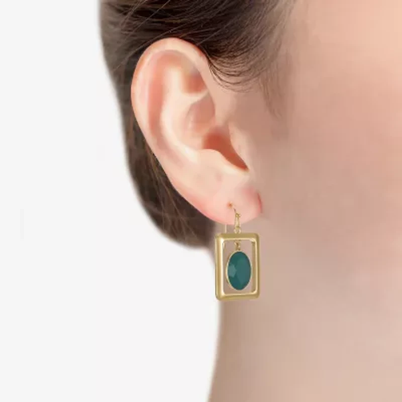 Liz Claiborne Womens Oval Rectangular Drop Earrings