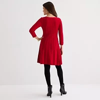 Jessica Howard Womens 3/4 Sleeve Sweater Dress