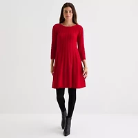 Jessica Howard Womens 3/4 Sleeve Sweater Dress