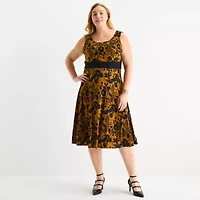 Perceptions Womens Floral Jacket Dress Plus