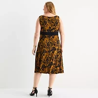 Perceptions Womens Floral Jacket Dress Plus