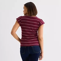 Liz Claiborne Womens Crew Neck Short Sleeve T-Shirt