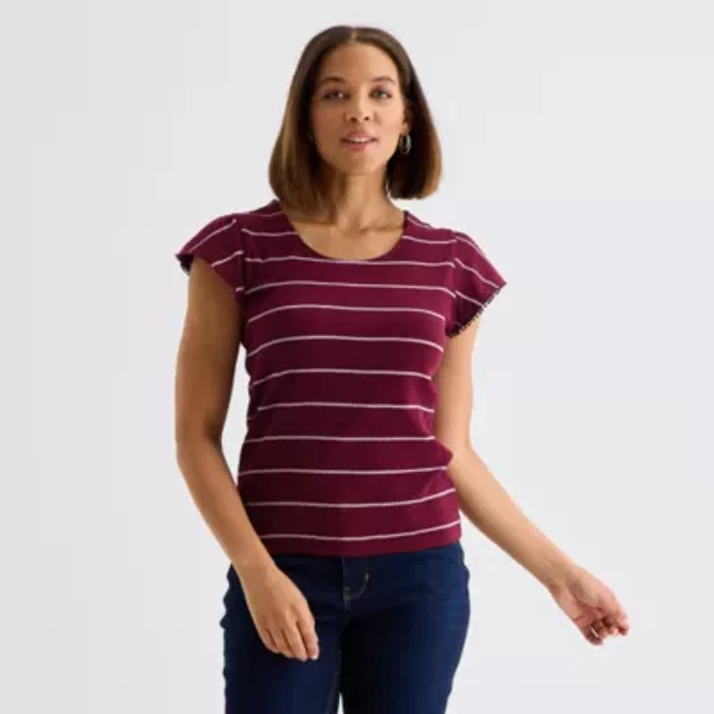 Liz Claiborne Womens Crew Neck Short Sleeve T-Shirt