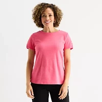 Liz Claiborne Womens Crew Neck Short Sleeve T-Shirt