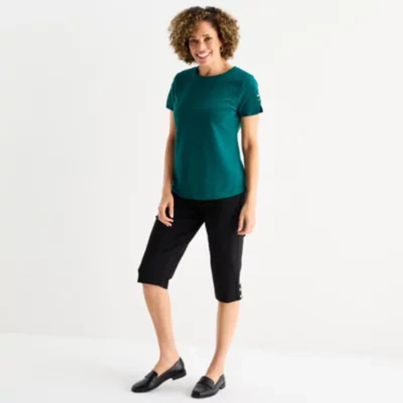 Liz Claiborne Womens Crew Neck Short Sleeve T-Shirt