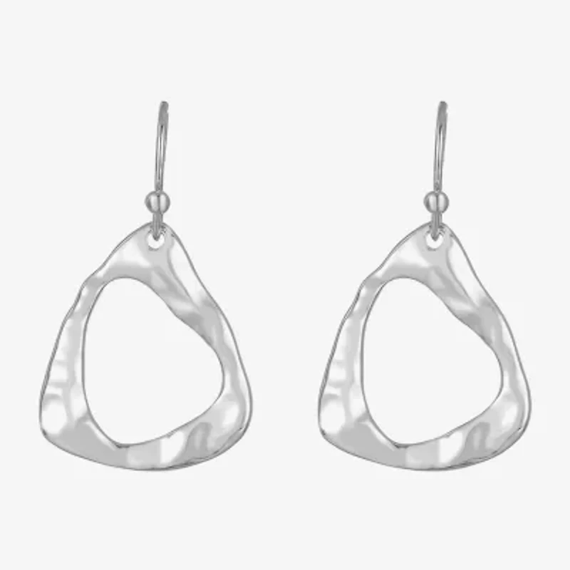 Liz Claiborne Hammered Womens Triangle Drop Earrings