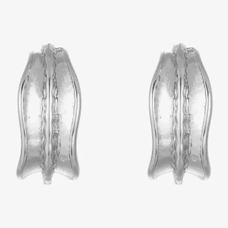 Liz Claiborne Textured Huggie Womens 19.7mm Hypoallergenic Hoop Earrings