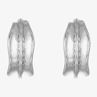 Liz Claiborne Textured Huggie Womens 19.7mm Hypoallergenic Hoop Earrings