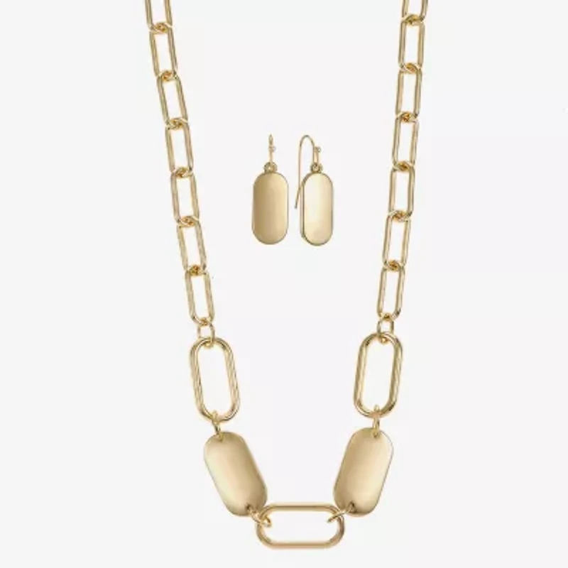 Liz Claiborne Textured Paperclip Collar Necklace & Drop Earring Womens 2-pc. Jewelry Set