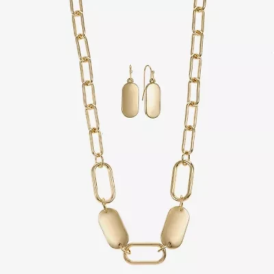 Liz Claiborne Textured Paperclip Collar Necklace & Drop Earring Womens 2-pc. Jewelry Set
