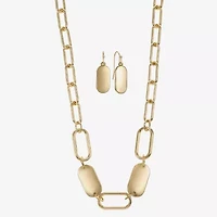 Liz Claiborne Textured Paperclip Collar Necklace & Drop Earring Womens 2-pc. Jewelry Set