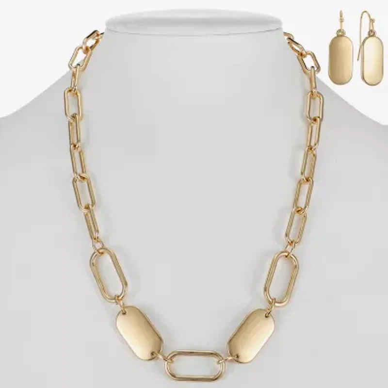 Liz Claiborne Textured Paperclip Collar Necklace & Drop Earring Womens 2-pc. Jewelry Set